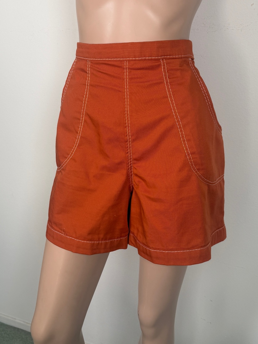 High-Waist Rust Orange Women’s Shorts
